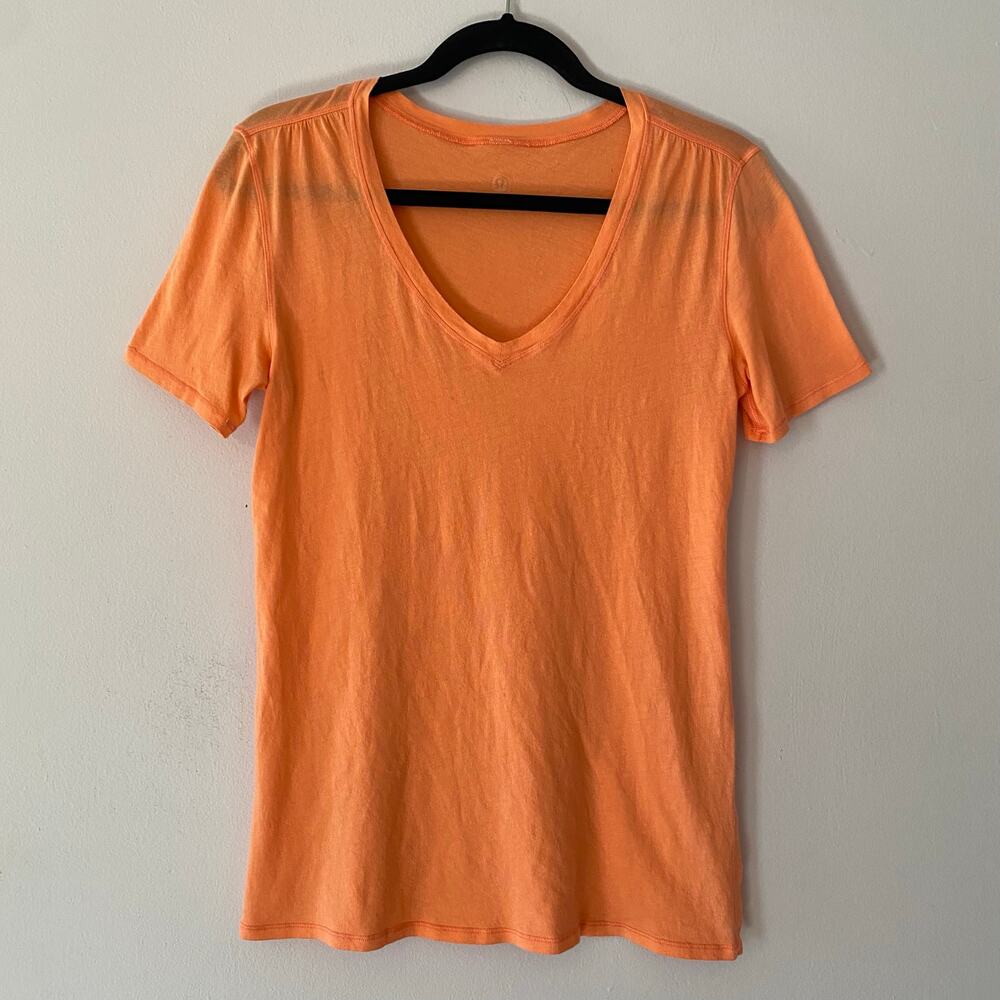 Lululemon Orange Short Sleeve Tee V-neck Athleisure Workout Active Gym Women's 6